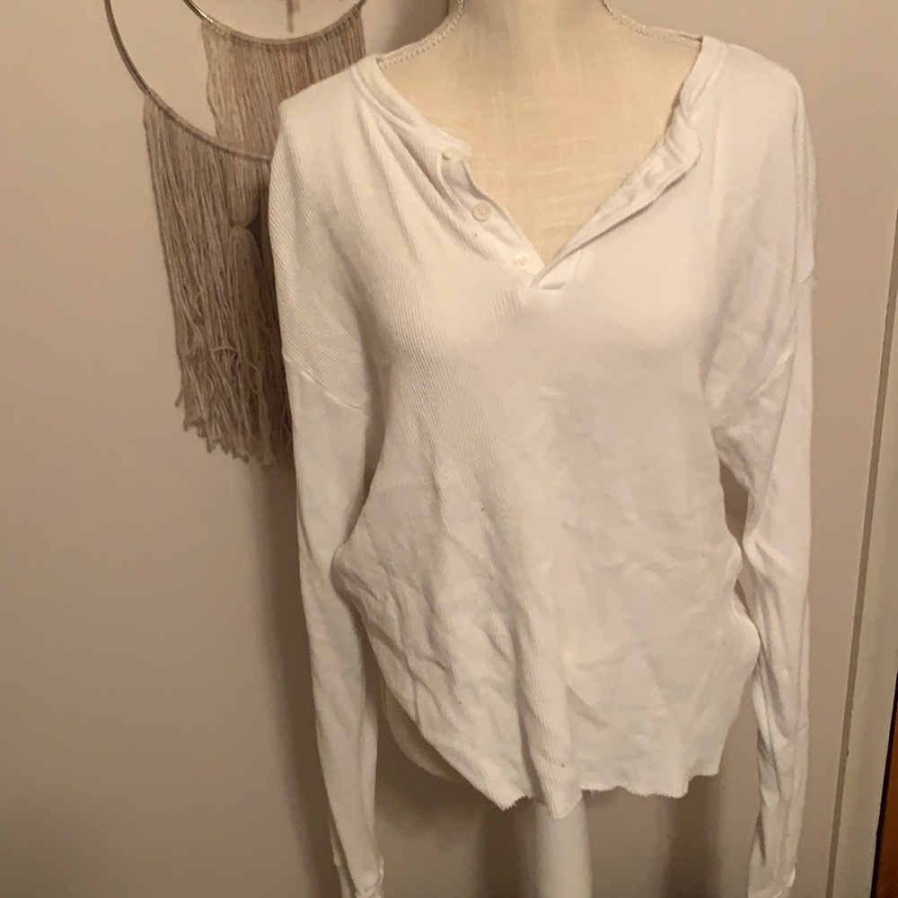 White button up henley